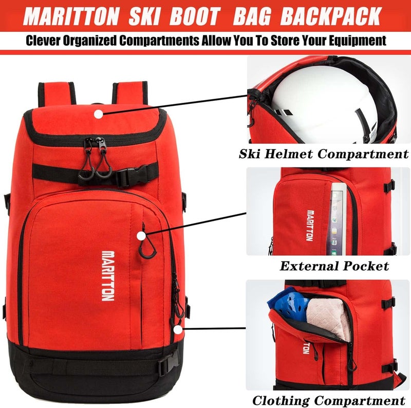 MARITTON Ski Boot Bag - Boot Travel Backpack for Snowboard & Ski Boots, Helmet, Goggles, Gloves, Accessories - Image 4